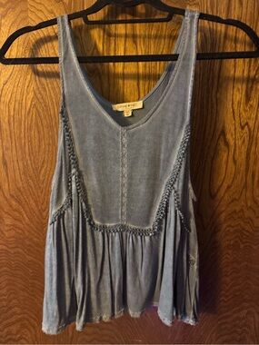 living doll Dusty Blue Cropped Tank Top